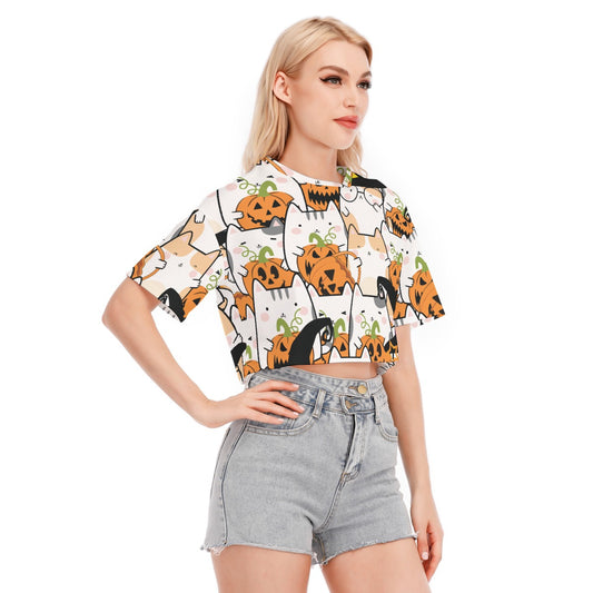 Trick or Treat Cats Women's Cropped Cotton T-shirt