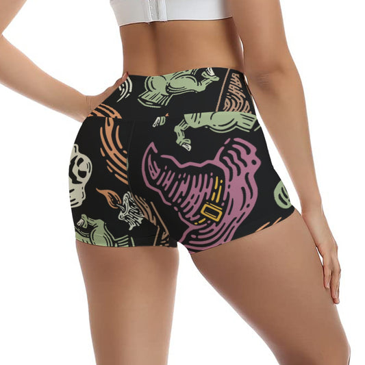 Spooky Halloween Women's Ultra-Short Yoga Shorts