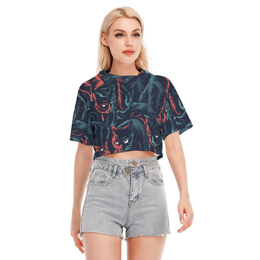 Cats Silhouette Women's Cropped Cotton T-shirt