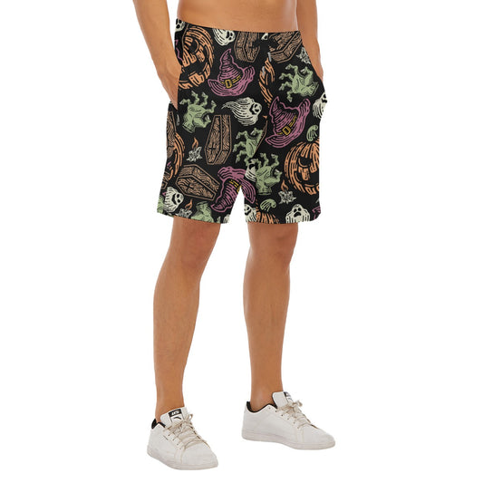 Spooky Halloween Men's Beach Shorts With Elastic Waist