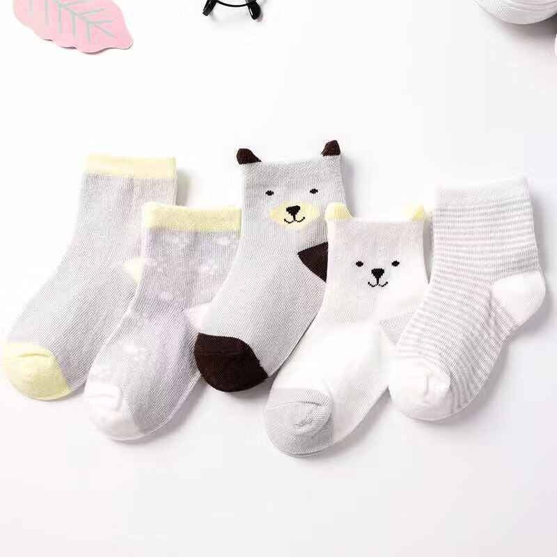 Cartoon Animal Soft Cotton Knit Baby Socks 5 Pairs