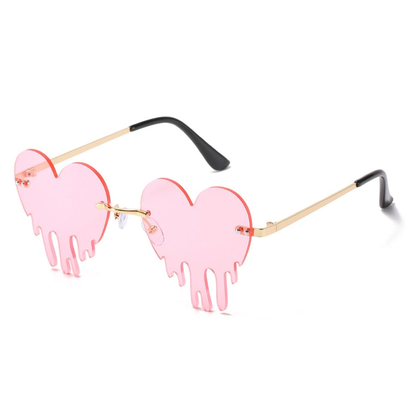 Heart Drip Rimless Sunglasses