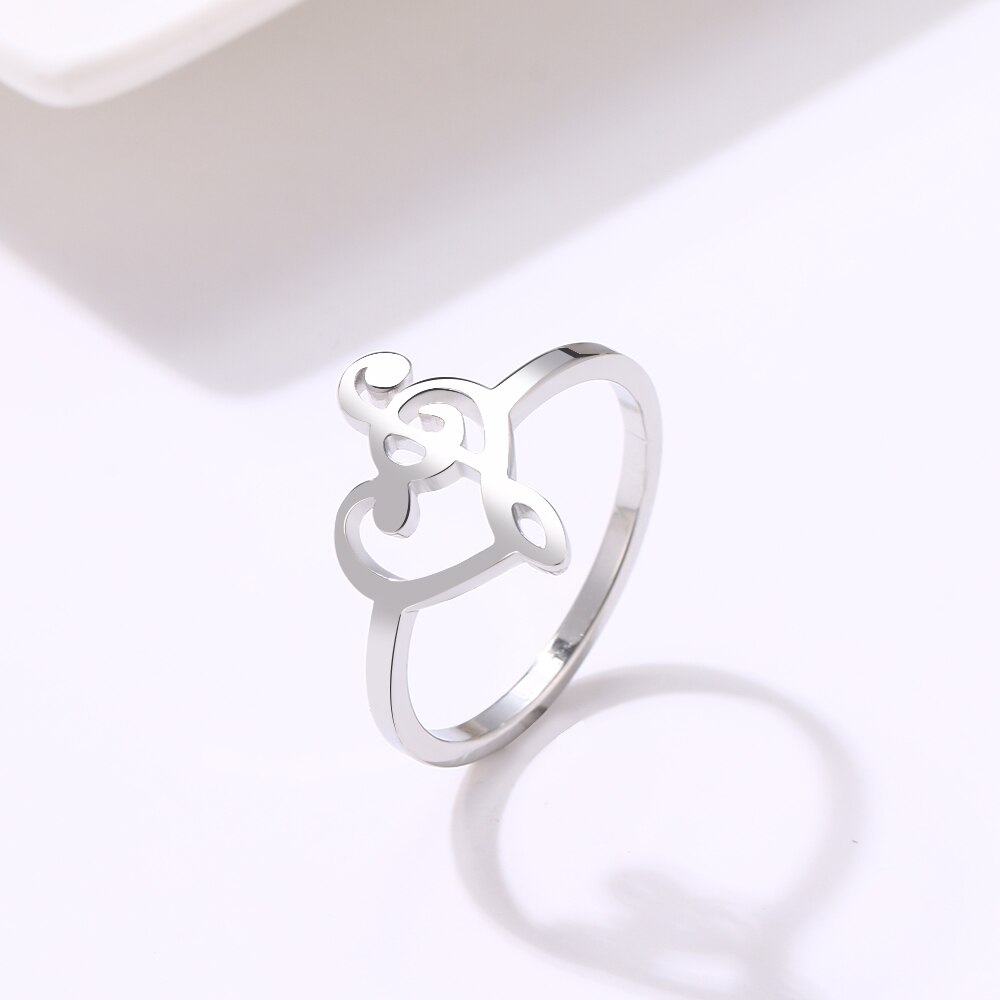 Stainless Steel Music Note Heart Ring