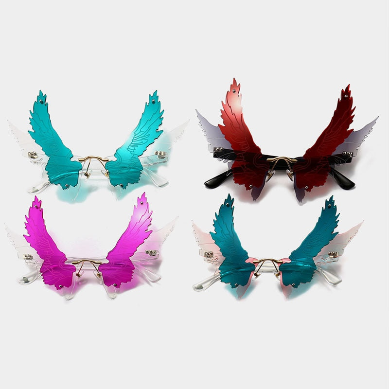 Oversized Rimless Angel Wings Sunglasses