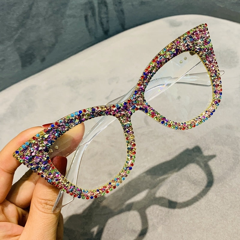 Oversized Vintage Rhinestone Cat Eye Sunglasses