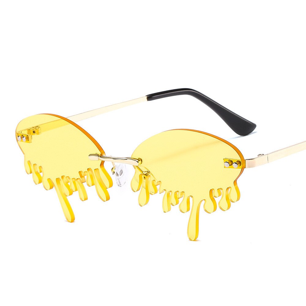 Rimless Oval Drip Sunglasses