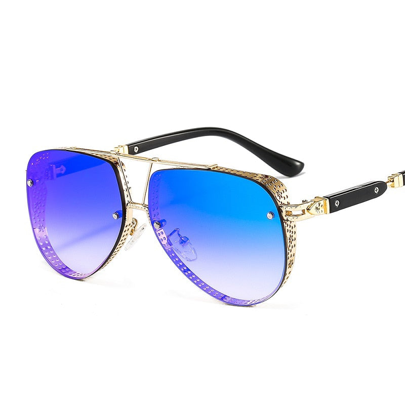 Hollow Pattern Oval Pilot Sunglasses