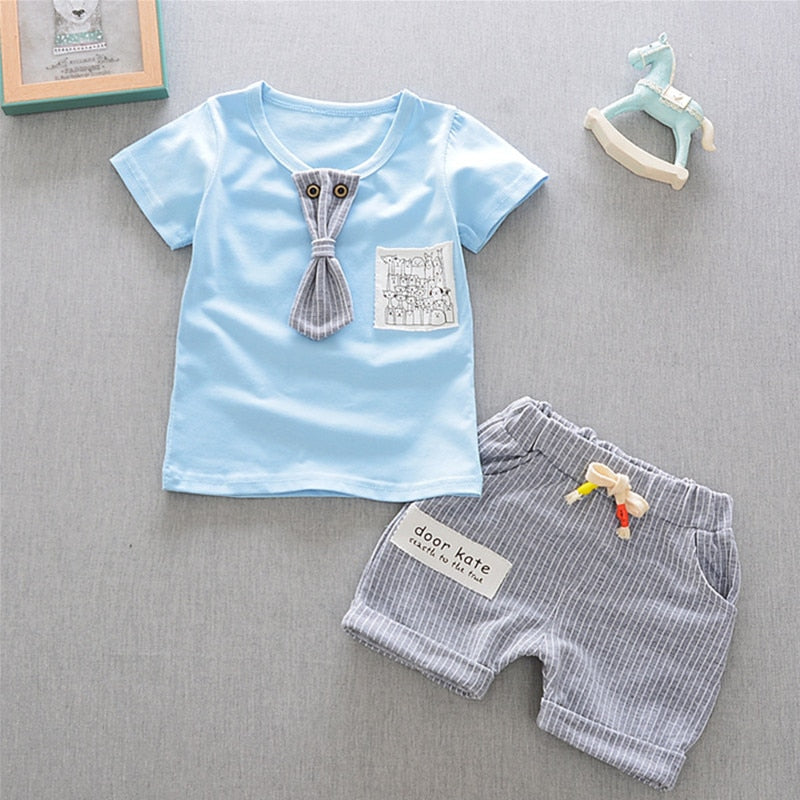 2pcs Cotton Children T-Shirt Vest w/ Shorts Set