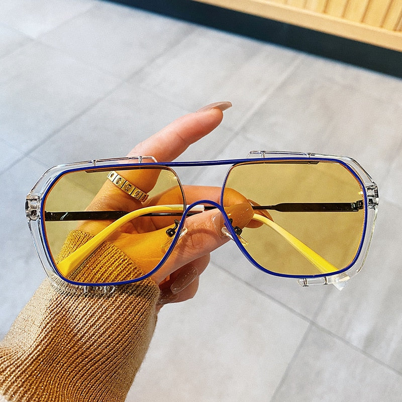 Oversized Square Metal Frame Vintage Sunglasses