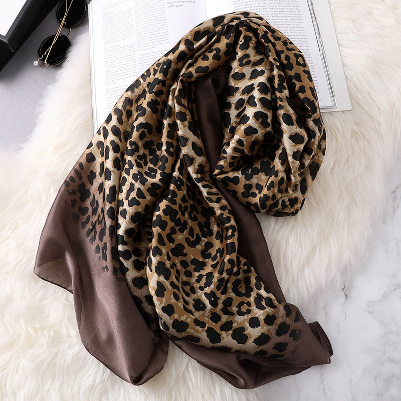 Soft Silk Leopard Scarf