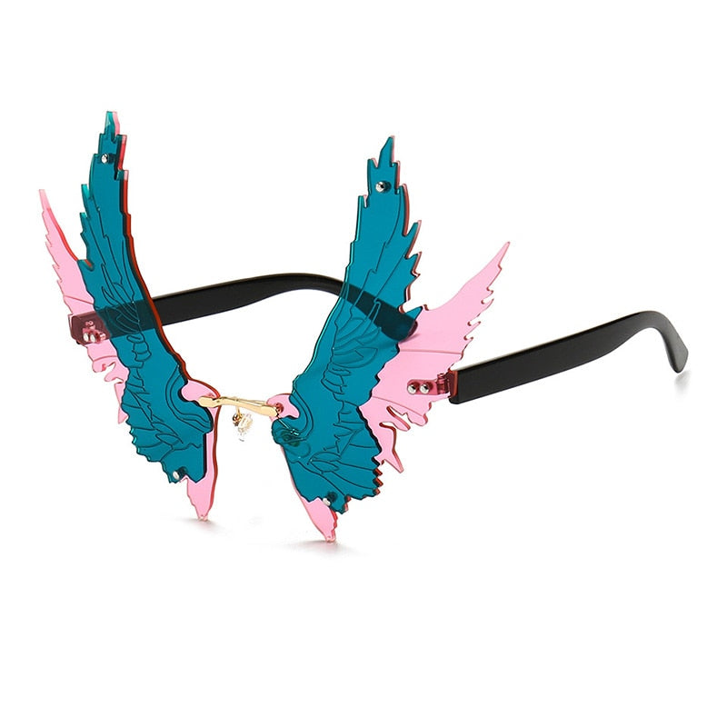 Oversized Rimless Angel Wings Sunglasses