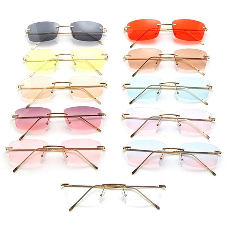 Small Rectangle Rimless Sunglasses