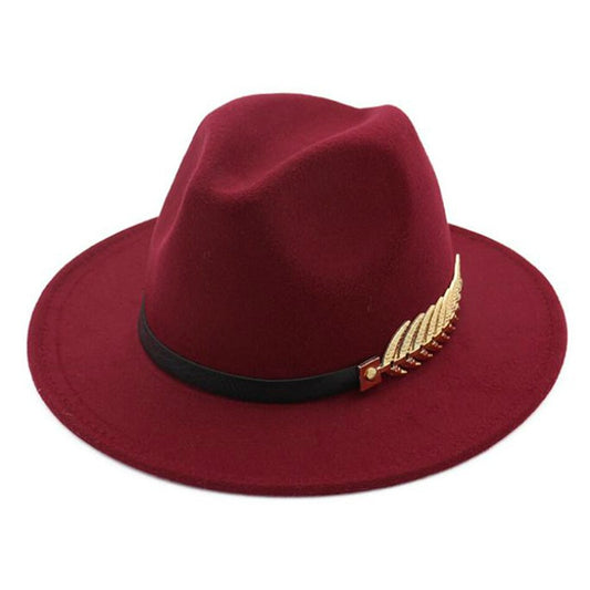 Large Brim Gold Leaf Wool Fedora