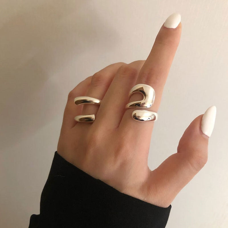 2pcs Silver Chrome Wrap Ring Set