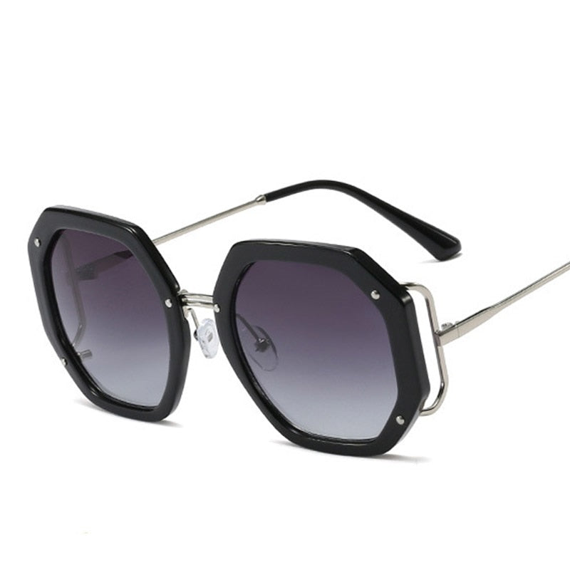 Oversized Polygonal Rivets Sunglasses