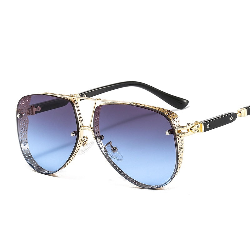 Hollow Pattern Oval Pilot Sunglasses