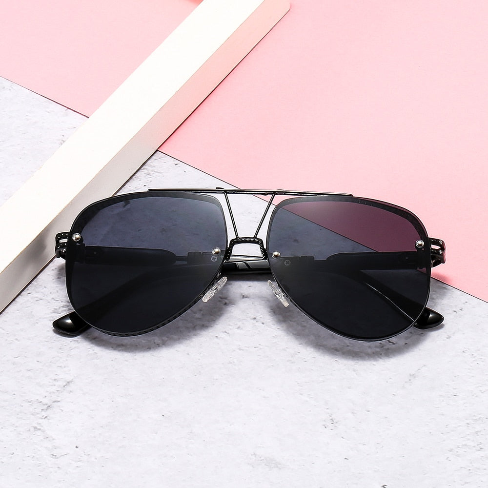 Hollow Pattern Oval Pilot Sunglasses