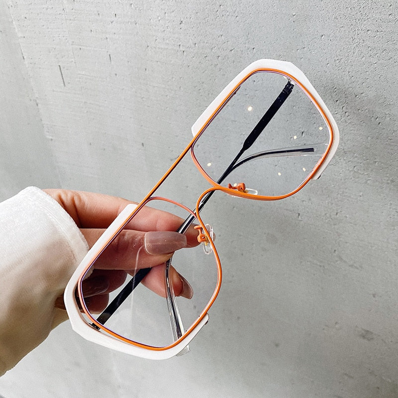 Oversized Square Metal Frame Vintage Sunglasses