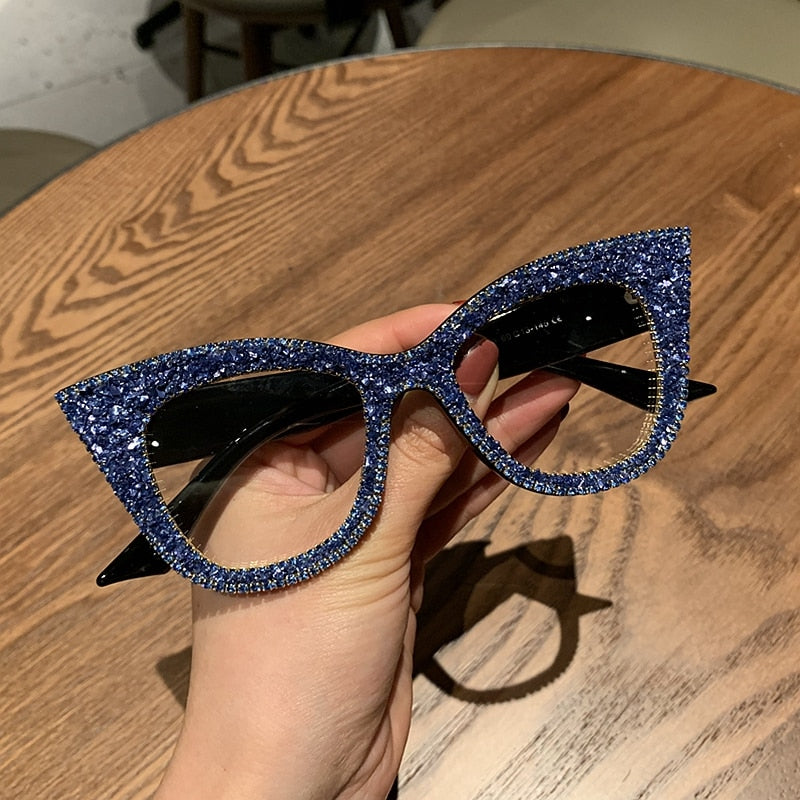 Oversized Vintage Rhinestone Cat Eye Sunglasses