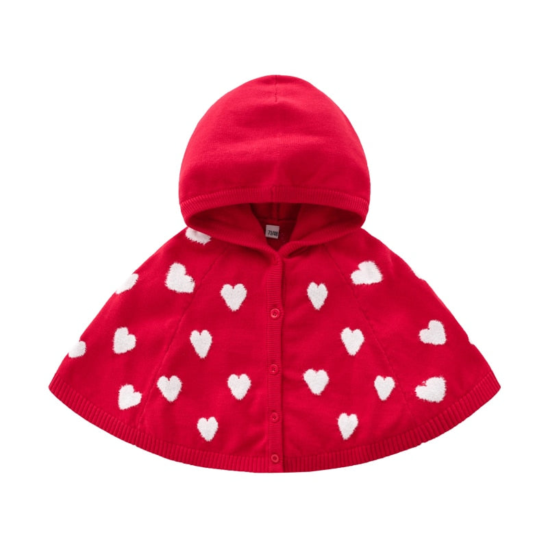 Warm Velvet Knitted Cotton Children's Hooded Cloak