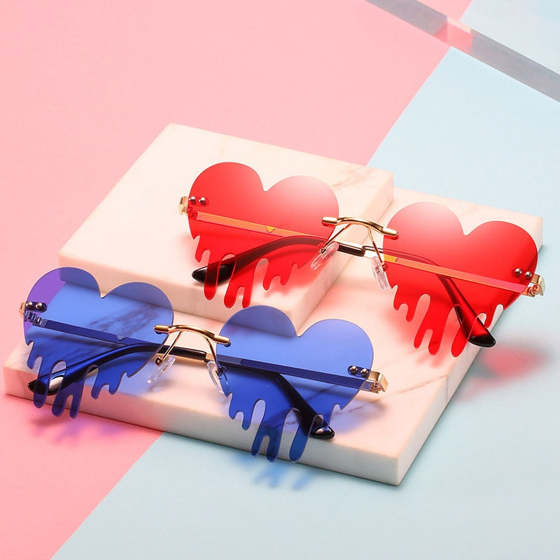 Heart Drip Rimless Sunglasses