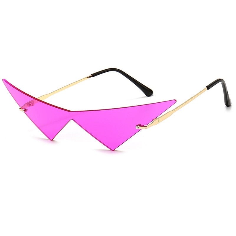 Oversized Rimless Triangle Sunglasses