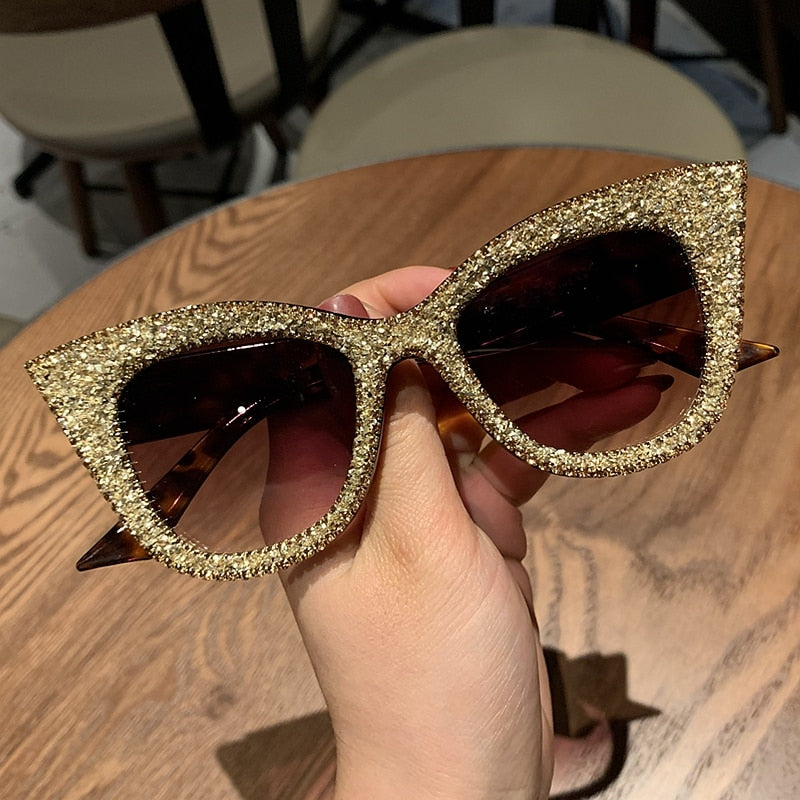 Oversized Vintage Rhinestone Cat Eye Sunglasses