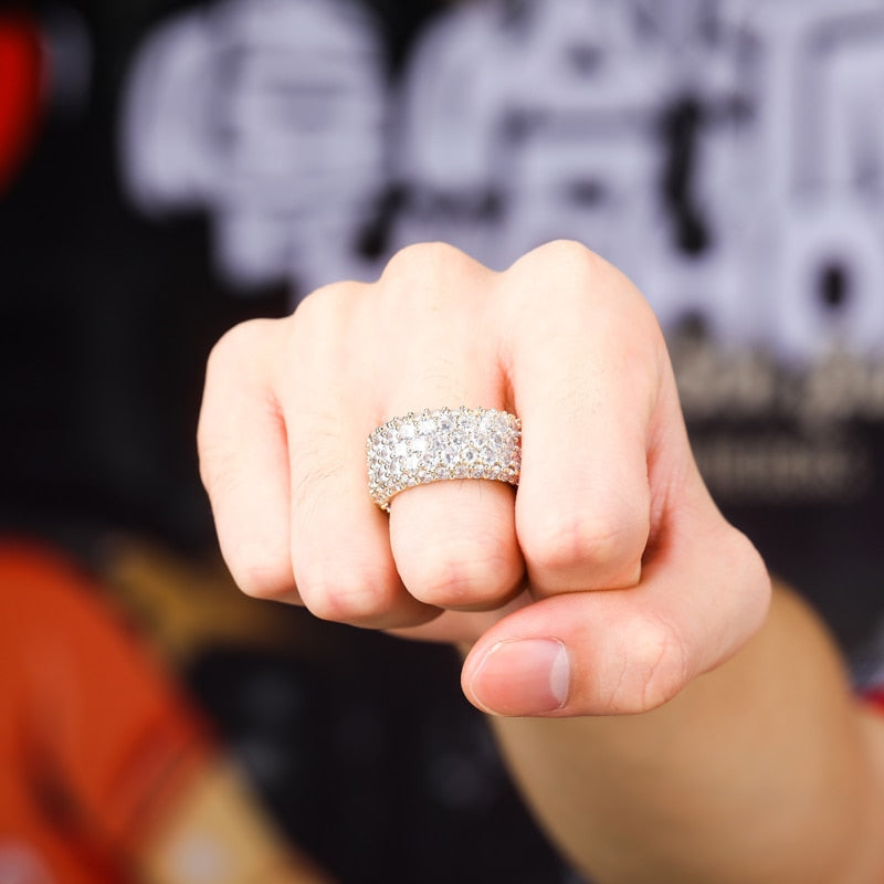 Iced Out Wide Rhinestone Ring