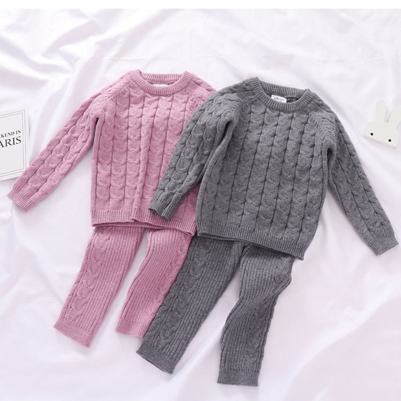 Knitted Pullover Cashmere Sweater w/ Leggings Baby Outfit Set