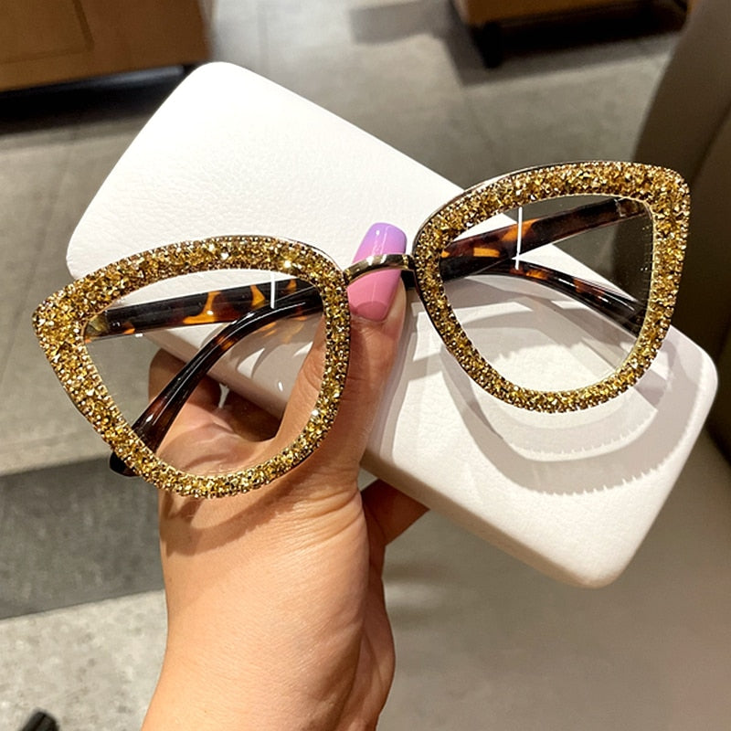 Oversized Vintage Rhinestone Cat Eye Sunglasses