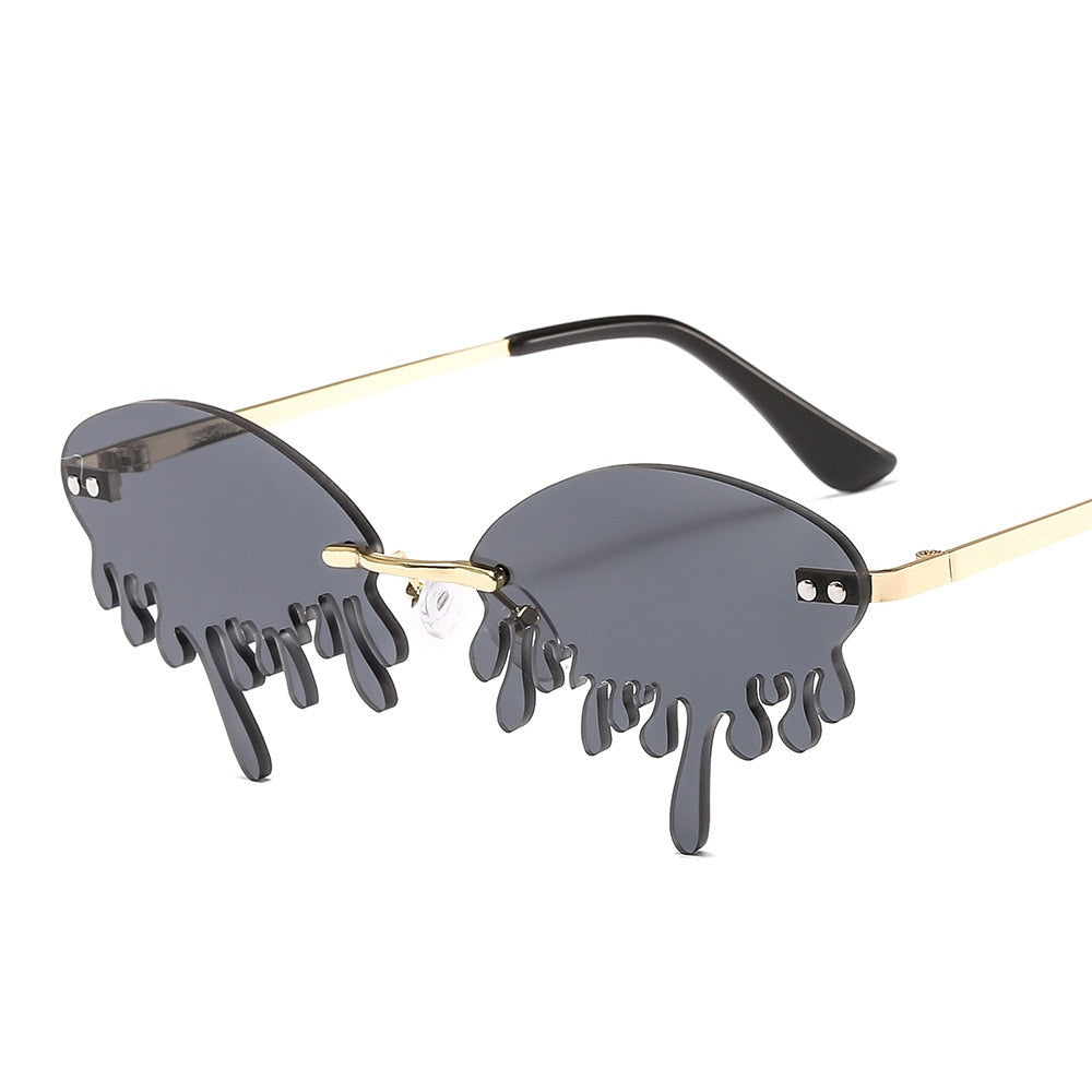 Rimless Oval Drip Sunglasses