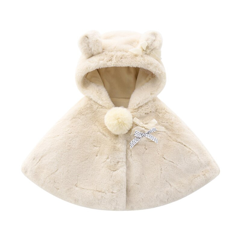 Warm Velvet Knitted Cotton Children's Hooded Cloak