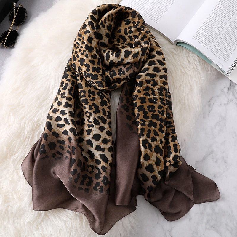 Soft Silk Leopard Scarf