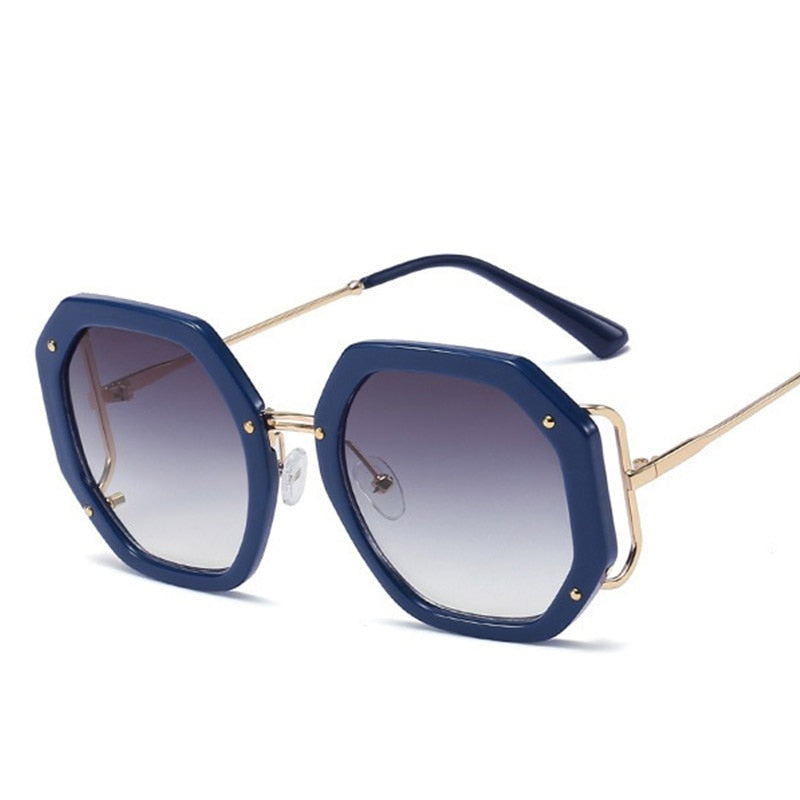 Oversized Polygonal Rivets Sunglasses