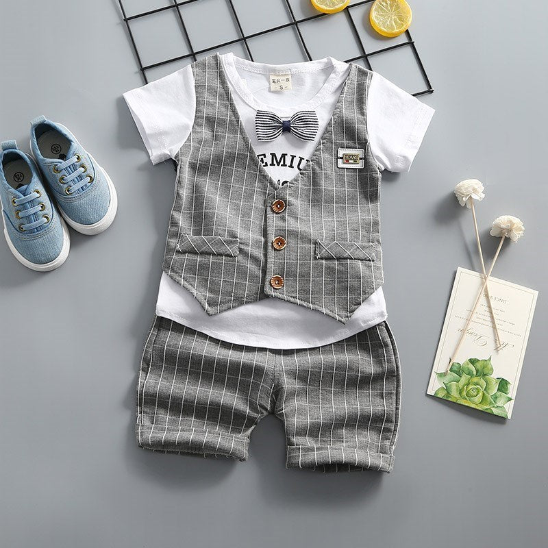 2pcs Cotton Children T-Shirt Vest w/ Shorts Set