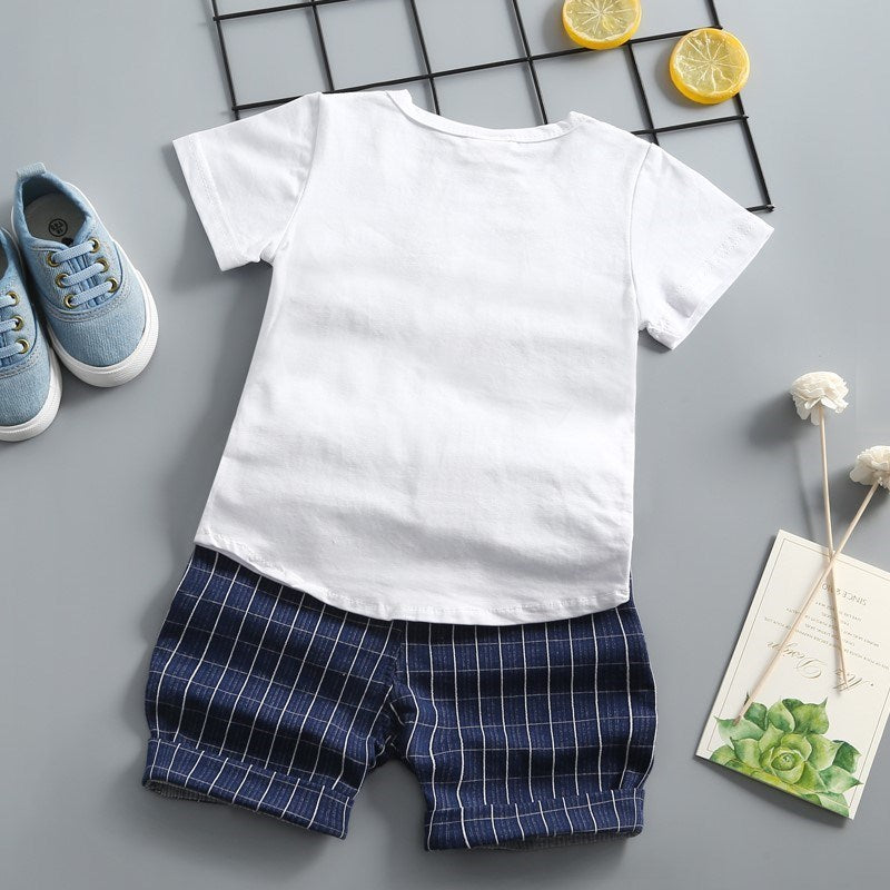 2pcs Cotton Children T-Shirt Vest w/ Shorts Set