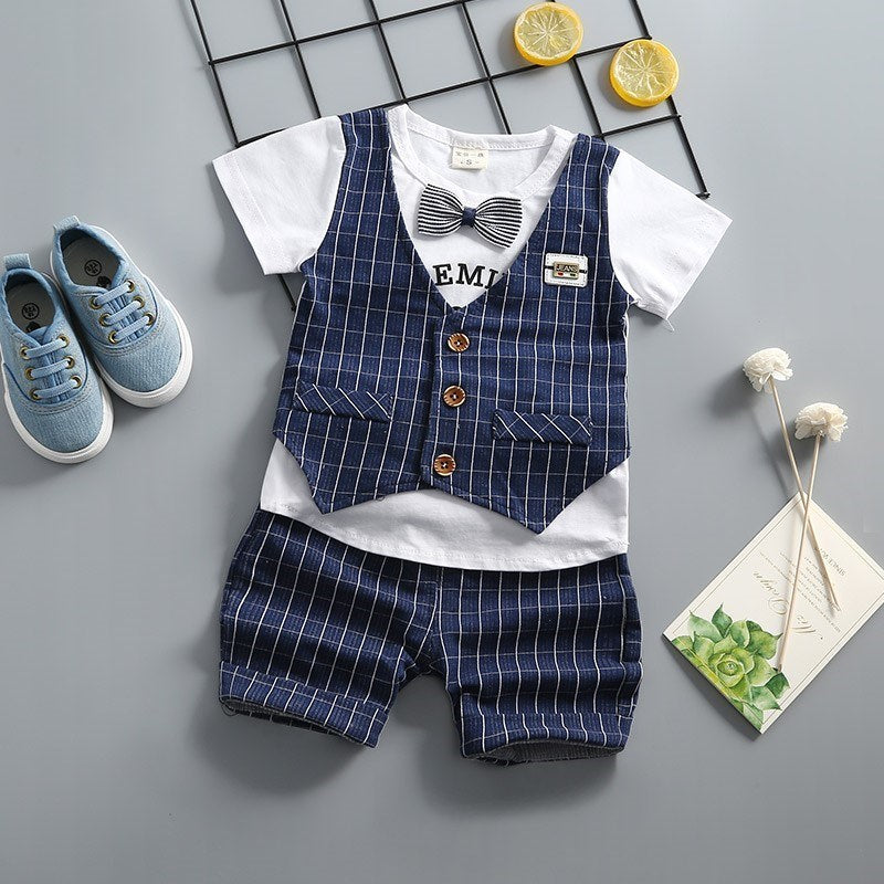 2pcs Cotton Children T-Shirt Vest w/ Shorts Set