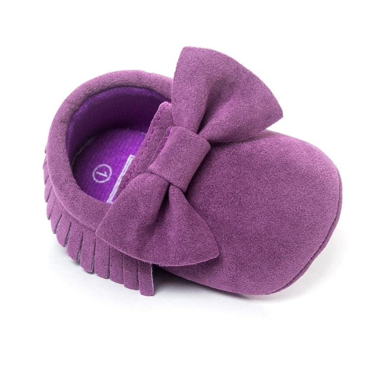 Bowtie Moccasin Suede Baby Shoes