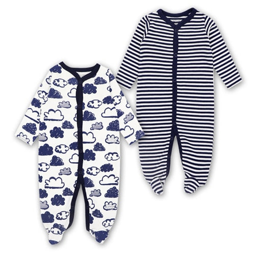 2pcs Cartoon Printed Footed Baby Sleepers