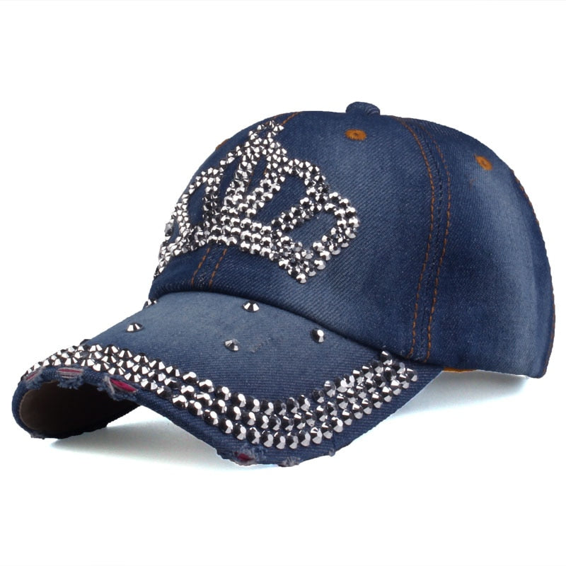 Rhinestone Crown Embellished Baseball Hat