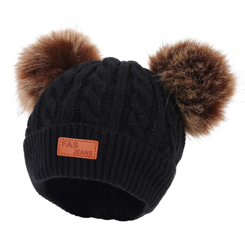 Fur Pompoms Warm Knitted Beanie