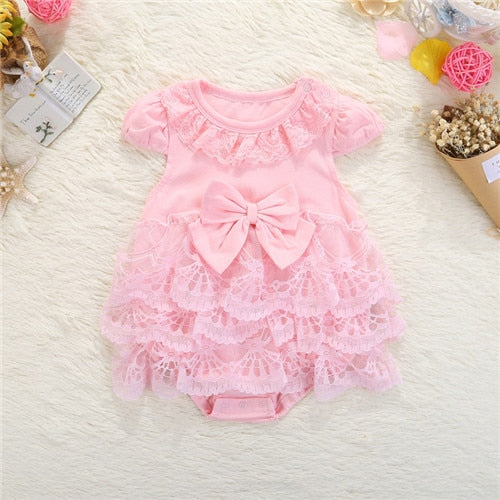 Lace Bow Baby Romper