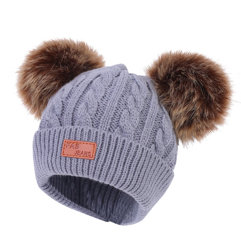 Fur Pompoms Warm Knitted Beanie