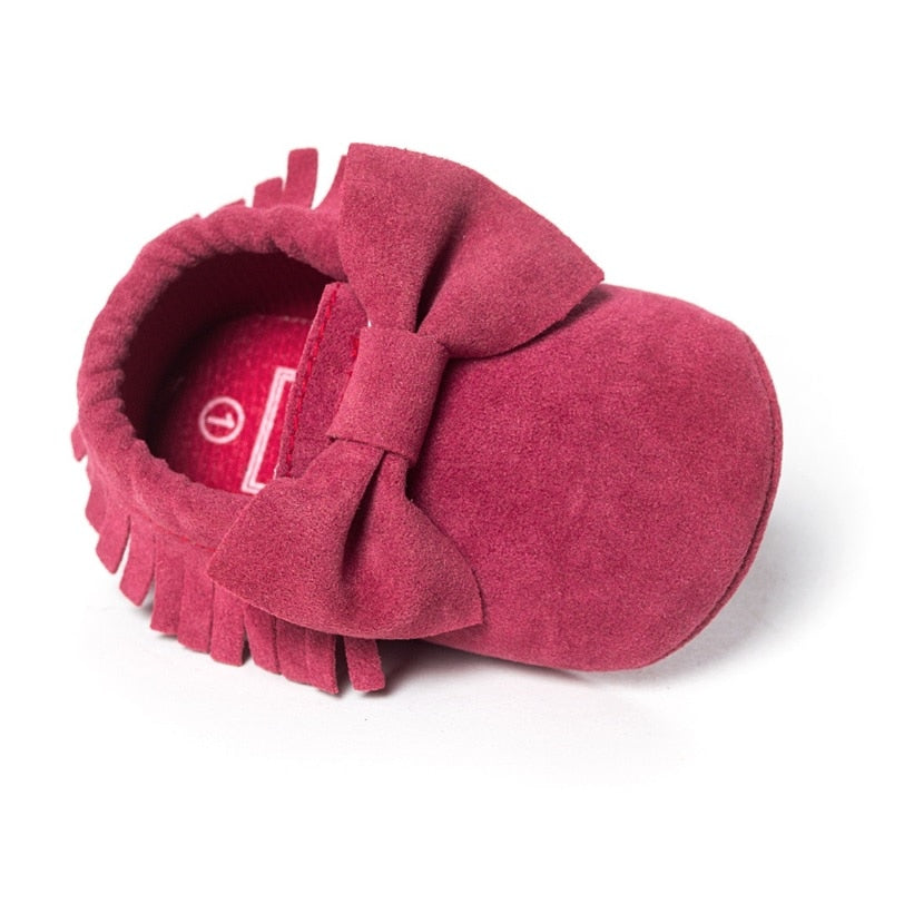 Bowtie Moccasin Suede Baby Shoes