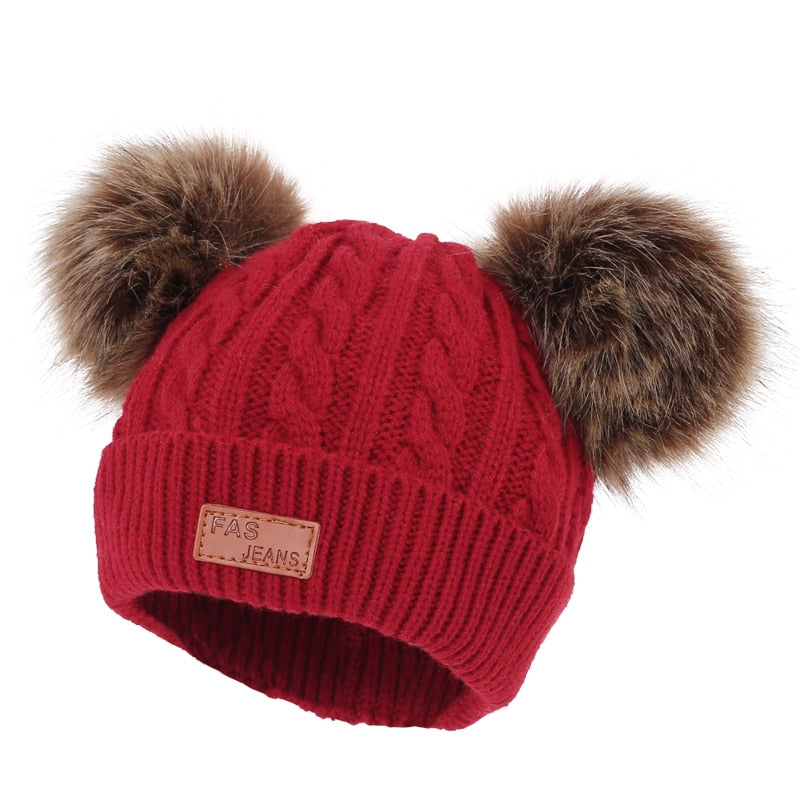 Fur Pompoms Warm Knitted Beanie