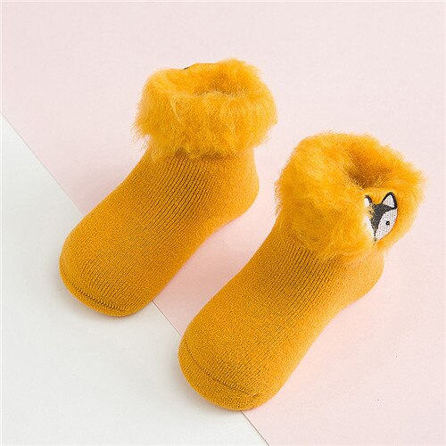 Embroidered Cartoon Thick Fur Baby Socks