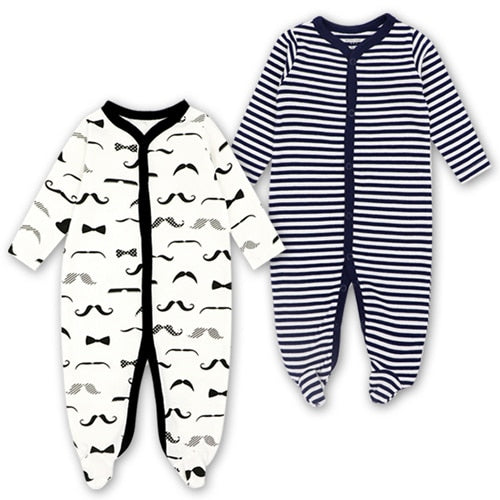 2pcs Cartoon Printed Footed Baby Sleepers