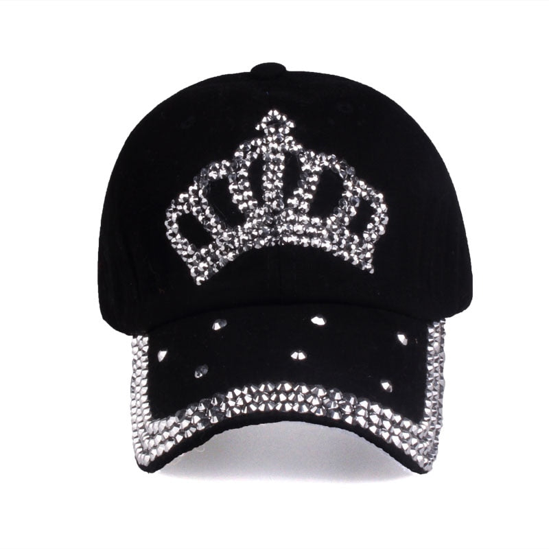 Rhinestone Crown Embellished Baseball Hat