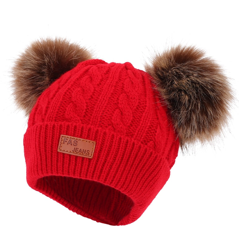 Fur Pompoms Warm Knitted Beanie