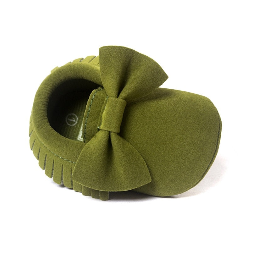 Bowtie Moccasin Suede Baby Shoes